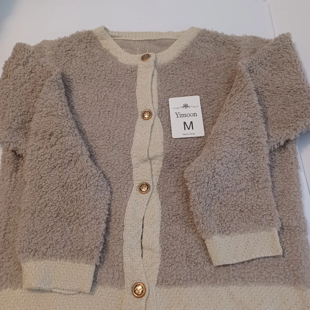 Amazon Fuzzy Cardigan Sweater Sz M
